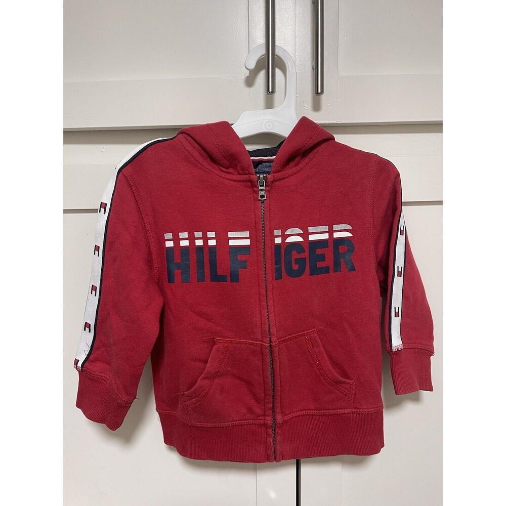 Tommy Hilfiger Hoodie Size 2T Toddler Red Zip Front Fleece